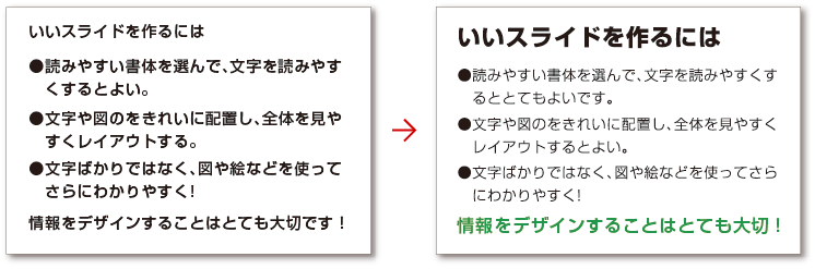 重要な箇所にコントラストをつける